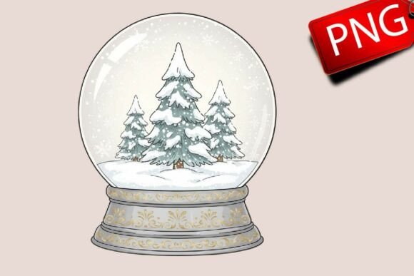 Download Snowglobe Christmas Silver and Blue PNG - Premium Bundle